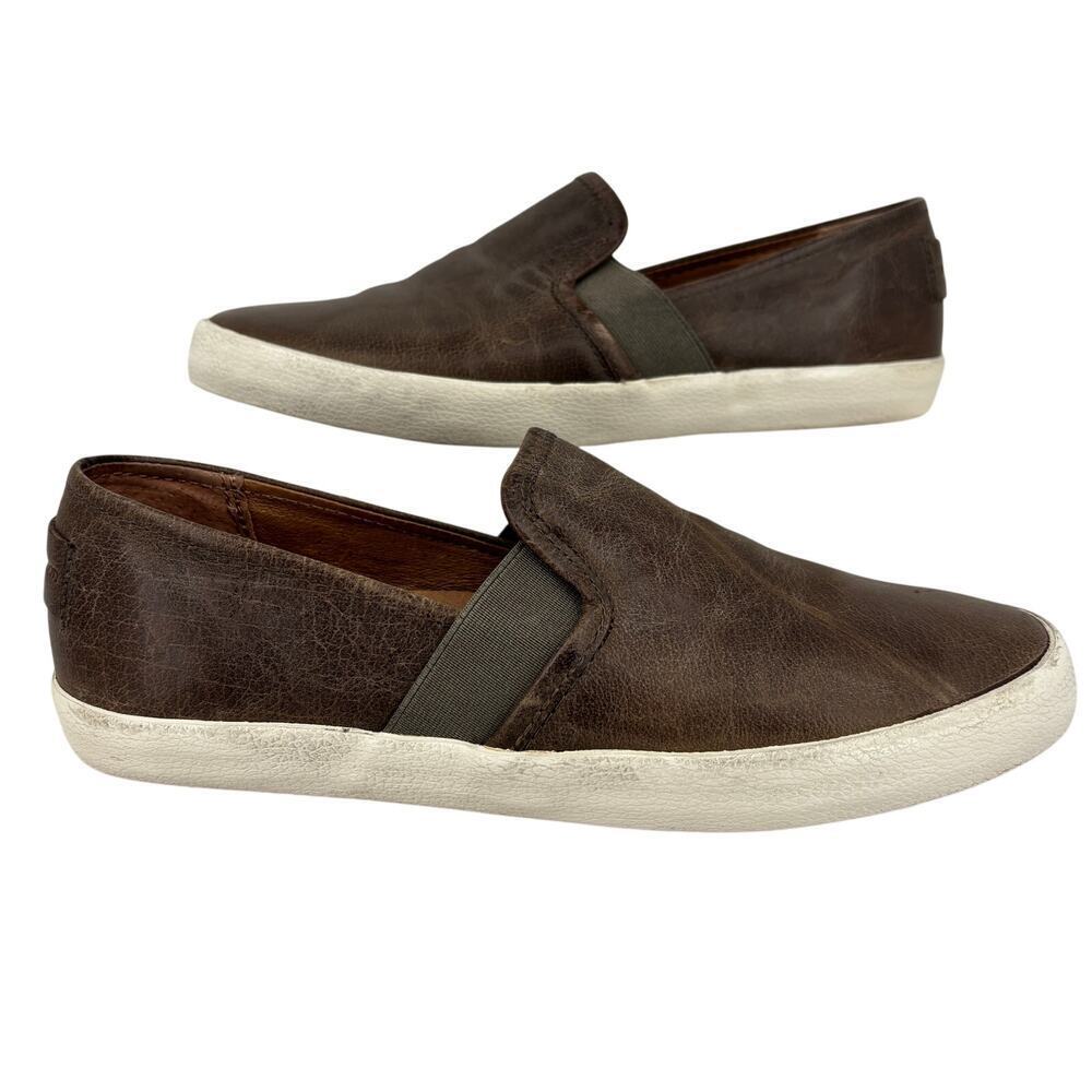 Frye Dylan Sneakers Womens Size 8 Brown Distressed Leather Slip On Casual Loafer